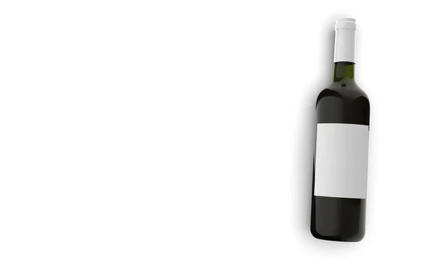 Wijnfles Geïsoleerd Witte Achtergrond Bovenaanzicht Illustratie — Stockfoto