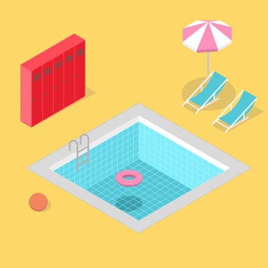 Dolap şemsiyeli Isome yüzme havuzu.