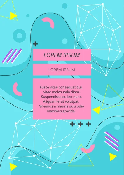Colorful memphis style decoration on pastel blue background