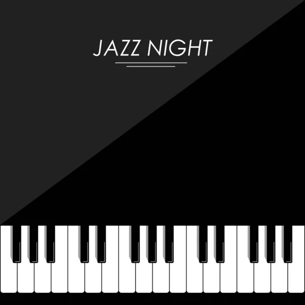 Jazz noche piano negro fondo tarjeta — Vector de stock