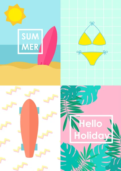 Set of tropical summer activity symbols — ストックベクタ