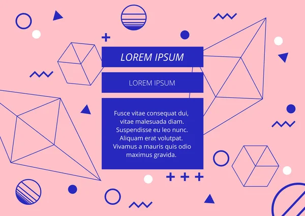 Pastel pembe arka planda asgari mavi geometrik şekiller
