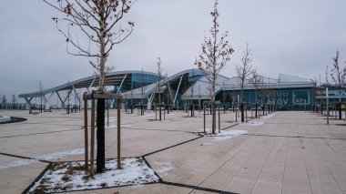 Rostov, Don / Rusya - 10 Ocak 2020: Platov Havaalanı, Don 'da. Bir kış gününde yolcu terminali