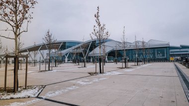 Rostov, Don / Rusya - 10 Ocak 2020: Platov Havaalanı, Don 'da. Bir kış gününde yolcu terminali