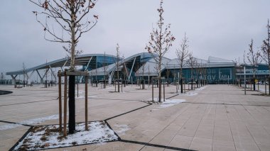 Rostov, Don / Rusya - 10 Ocak 2020: Platov Havaalanı, Don 'da. Bir kış gününde yolcu terminali