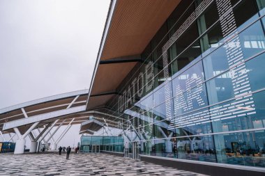 Rostov, Don / Rusya - 10 Ocak 2020: Platov Havaalanı, Don 'da. Bir kış gününde yolcu terminali