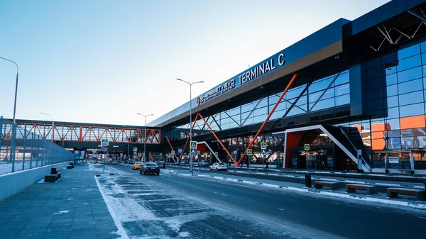 Moscú Rusia Marzo 2020 Terminal Aeropuerto Sheremetyevo Moscú Mañana Invierno — Foto de Stock