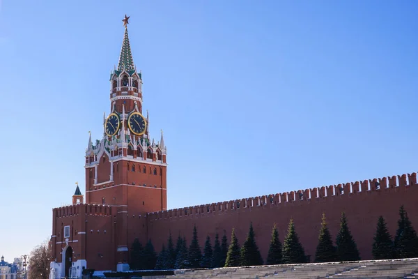 Palacio Del Kremlin Moscú Torre Spasskaya Plaza Roja Plaza Central — Foto de Stock