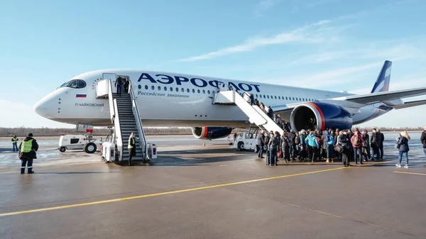 Санкт Петербург Россия Марта 2020 Airbus A350 900 Аэрофлот Посадка — стоковое фото