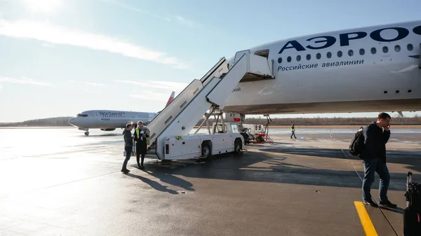 圣彼得堡 2020年3月17日 位于空中客车A350 900号 Airbus A350 900 Aeroflot Russian Airlines 免版税图库照片
