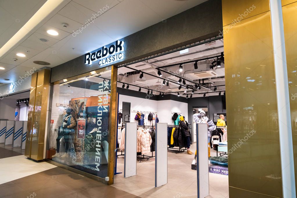 Reebok Classic store in Galeria Shopping Mall in Saint Petersburg, Russia. Reebok is an American (formerly English) footwear and apparel company