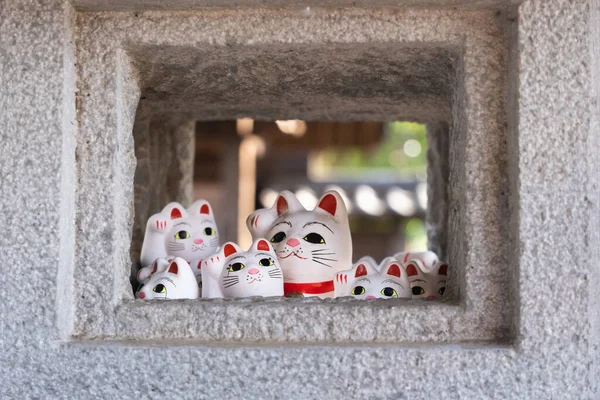 Cat Maneki Neko Φιγούρες Στο Ναό Gotokuji Που Βρίσκεται Στο — Φωτογραφία Αρχείου
