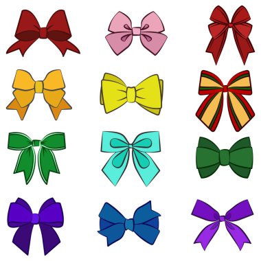 Beyaz üzerine izole edilmiş dekoratif yaylar.