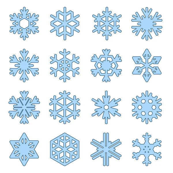 Set Blue Snowflakes Isolated White — Stock Photo, Image