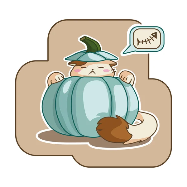 Cartoon Illustration Cat Pumpkin Halloween Card — ストック写真