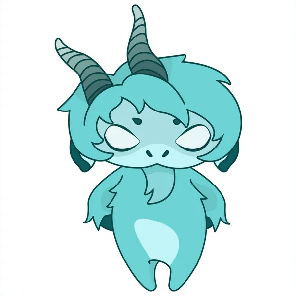 Cartoon Illustration Angry Goat Turquoise Goat Cute Character Capricorn Zodiac — Stock Photo, Image