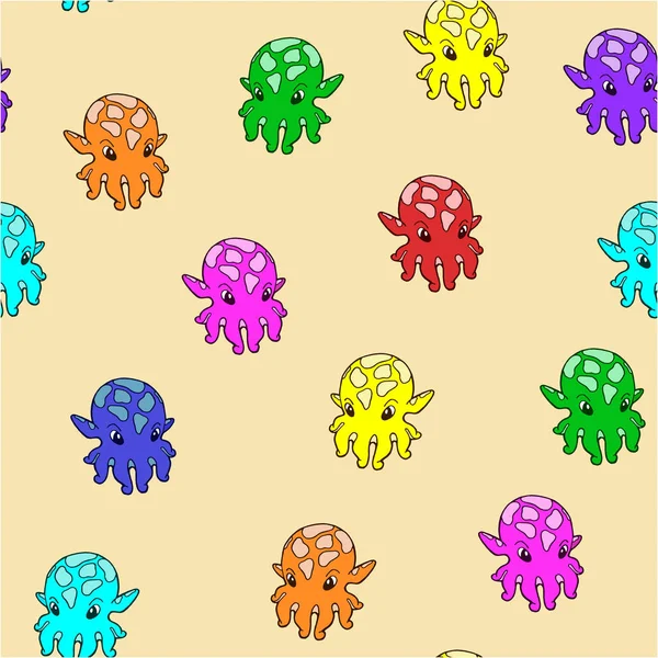 Seamless Pattern Colored Octopuses Bright Print Baby Products Use Postcards — Stock Photo, Image