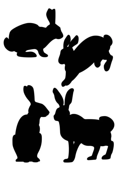 Reihe Von Kaninchenformen Minimalistische Schwarze Hasen Ikonen Aktienillustration Kaninchen Verschiedenen — Stockfoto