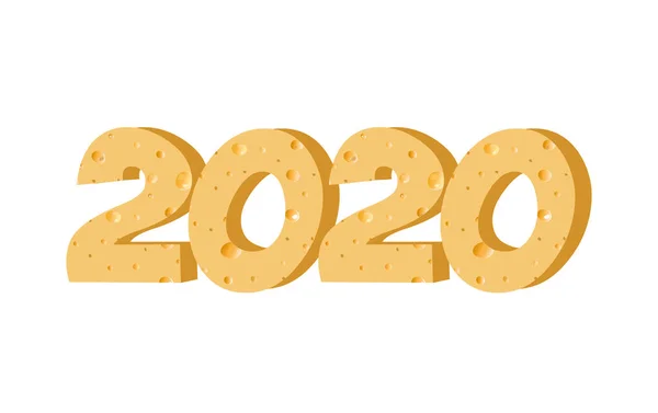 新的一年的标志2020鼠标。 3d figures - 2020. 孤立背景的矢量说明 — 图库矢量图片