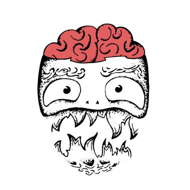 Zombi Kafa. Vektör sanat illüstrasyonu. izole arkaplan