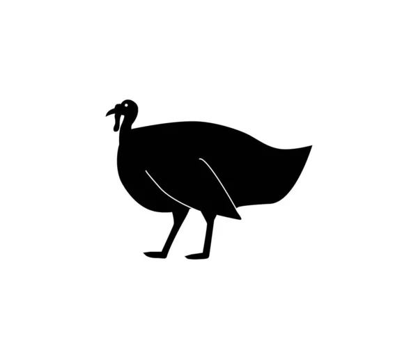 Silueta vectorial de un pavo. Aislado sobre fondo blanco. Para embalaje, logotipo o diseño de insignia . — Vector de stock
