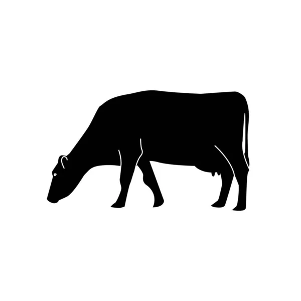 Sílhueta vetorial de uma vaca. Isolado em fundo branco. Para embalagem, logotipo ou design de ícone . —  Vetores de Stock