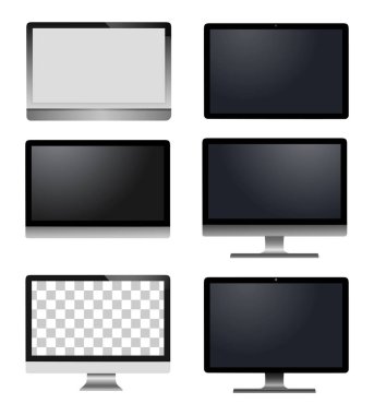 Gerçekçi vektör dizüstü bilgisayar, tablet bilgisayar, izole edilmiş monitör