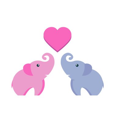 Fil logosu. Şirin filler. Vektör illüstrasyonu izole edilmiş arkaplan.