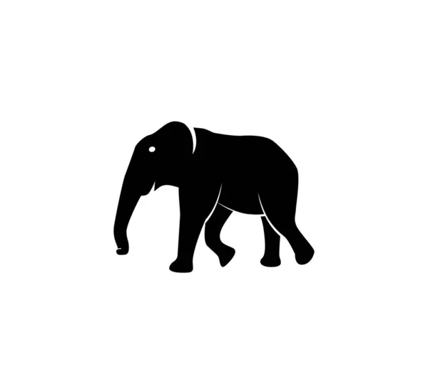 Силуэт Слона Логотип Векторная Иллюстрация Изолированный Белый Фон Черный — стоковый вектор