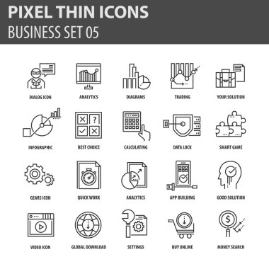 İş için çağdaş ince çizgi Icons set