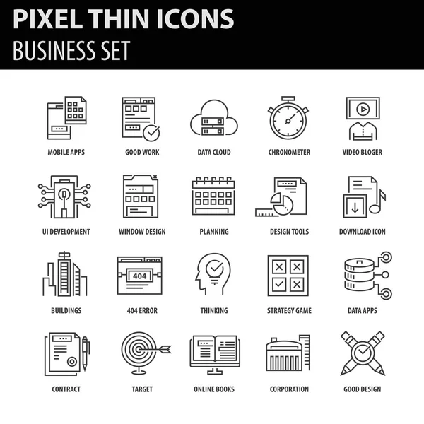 Conjunto de iconos de línea delgada moderna para negocios — Archivo Imágenes Vectoriales