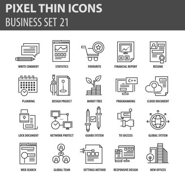İş için çağdaş ince çizgi Icons set
