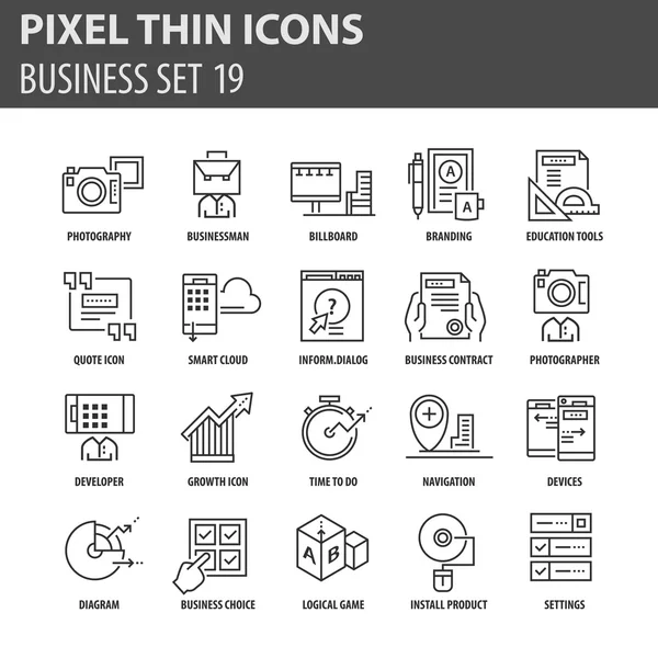 Conjunto de iconos de línea delgada moderna para negocios — Archivo Imágenes Vectoriales