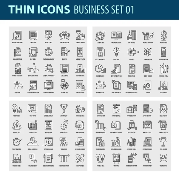 İş için çağdaş ince çizgi Icons set