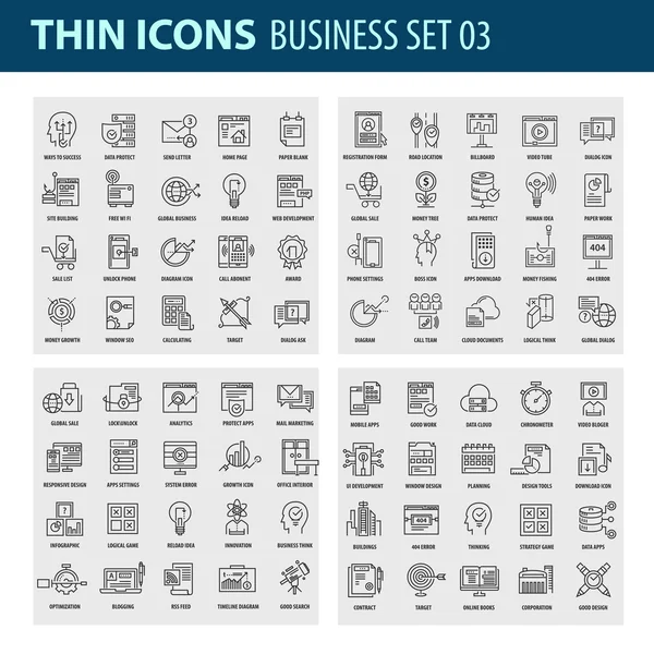 İş için çağdaş ince çizgi Icons set