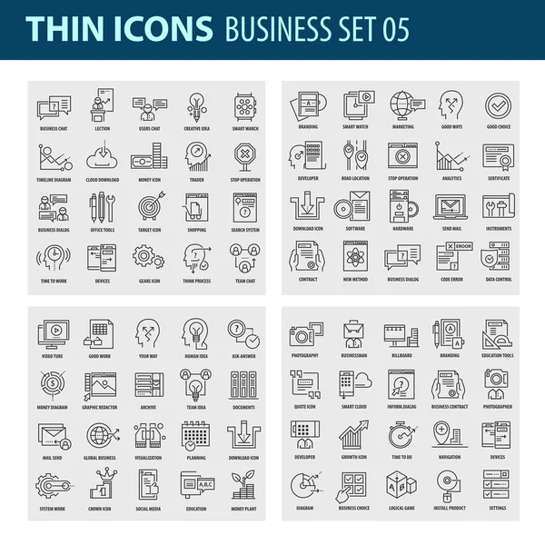 İş için çağdaş ince çizgi Icons set