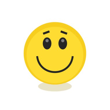 Güçlü duygu. Vektör stil gülümseme sarı yüz simgesi
