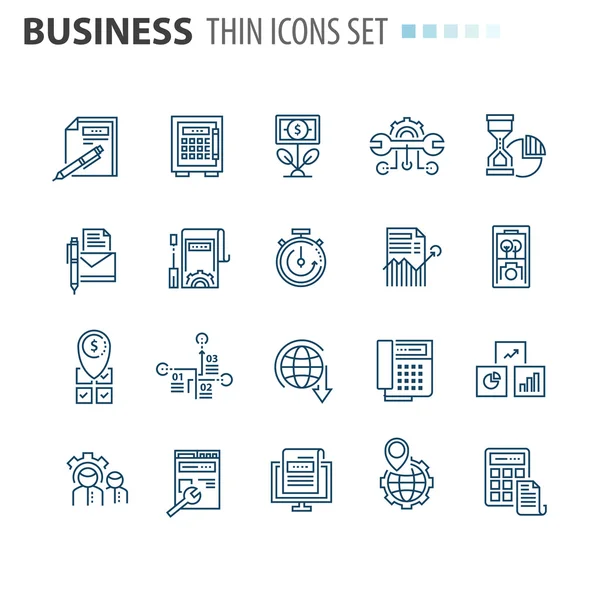 Thin line flat isolated business icons set — Stock Vector