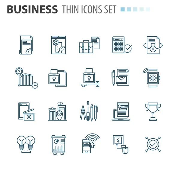 Mince ligne plat isolé icônes d'affaires ensemble — Image vectorielle