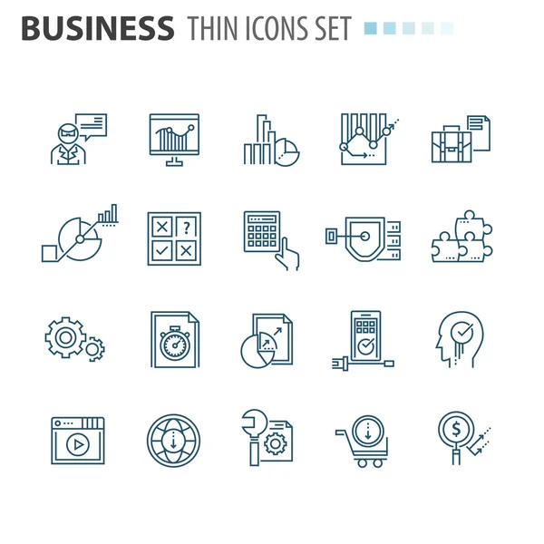 Linha fina plana conjunto de ícones de negócios isolados — Vetor de Stock