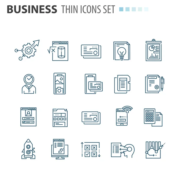 Thin line flat isolated business icons set — Stock Vector