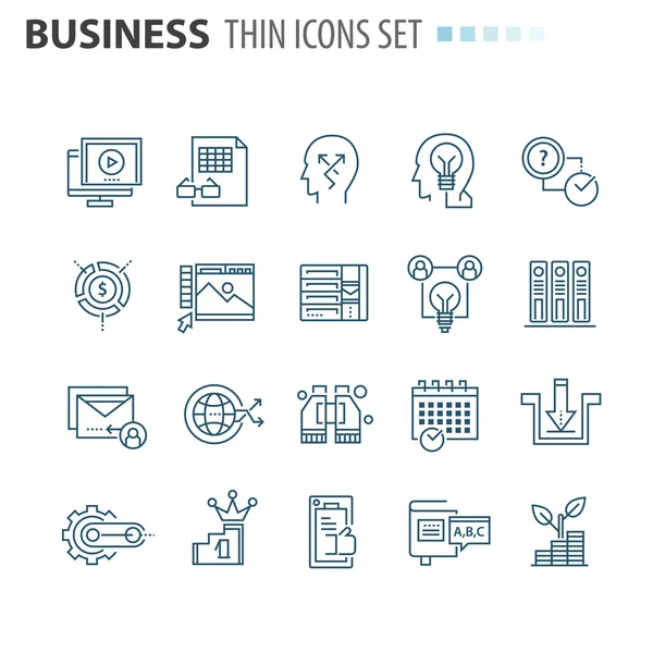 Thin line flat isolated business icons set — Stock Vector