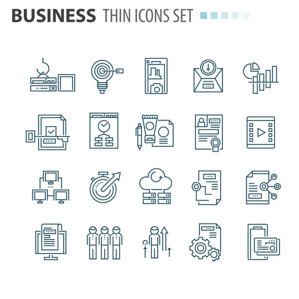Linha fina plana conjunto de ícones de negócios isolados — Vetor de Stock