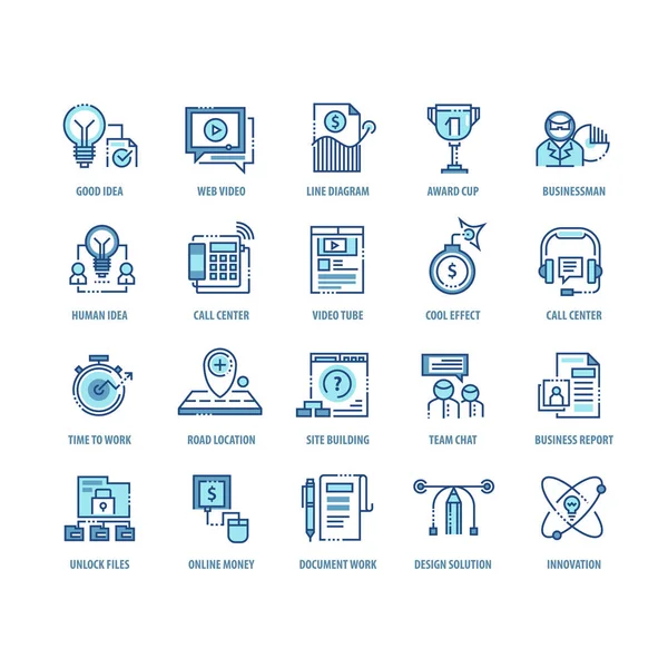 İş için çağdaş ince çizgi Icons set