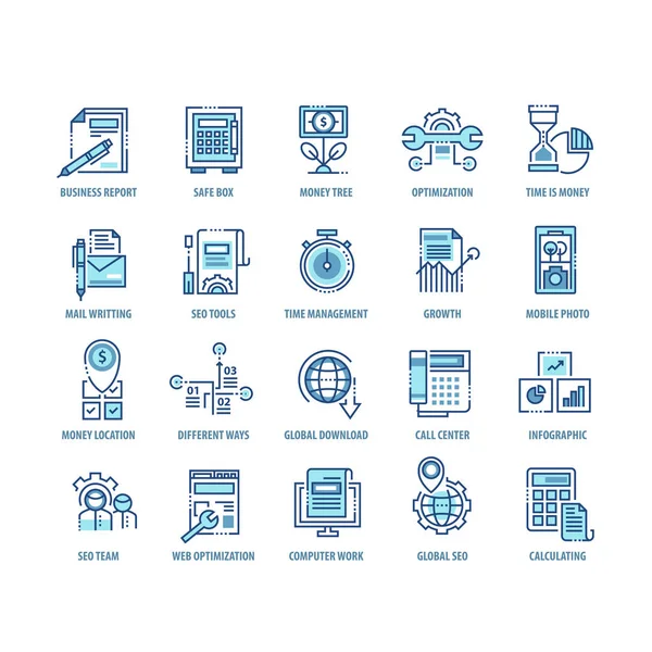 İş için çağdaş ince çizgi Icons set