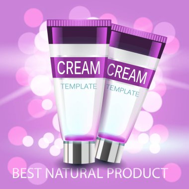 Doğal elemanları ile vektör gerçekçi Kozmetik Şişeler.