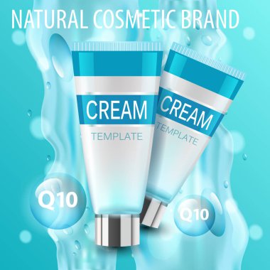Doğal elemanları ile vektör gerçekçi Kozmetik Şişeler.