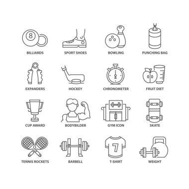 İnce çizgi düz belge sport siyah simgeler