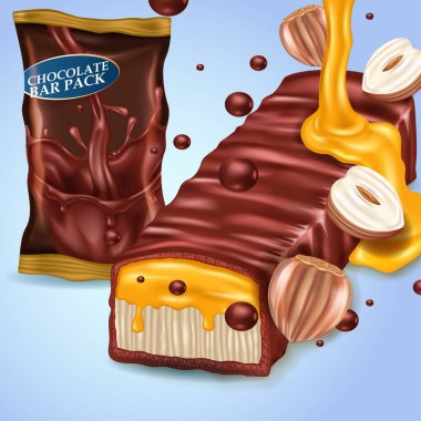 Çukulata çikolata reklamları proje, gerçekçi vektör tasarımı