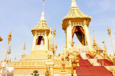 Bangkok, Tayland - Kasım 04, 2017; Güzel altın manzara HM için Kraliyet Krematoryumu Merhum Kral Bhumibol Adulyadej, Kasım 04, 2017